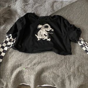 Cropped black and white sweater